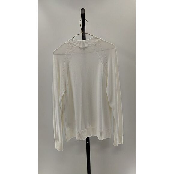 Quince Women 100% Organic Cotton Mock Neck Sweater Ivory S - Picture 3 of 3